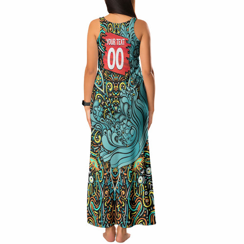 Personalized Brisbane Heat Cricket Tank Maxi Dress Hippie Psychedelic Pattern Vibrant Mandala Art Style