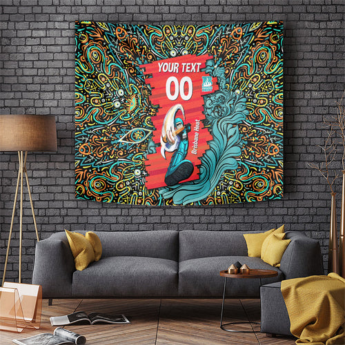 Personalized Brisbane Heat Cricket Tapestry Hippie Psychedelic Pattern Vibrant Mandala Art Style
