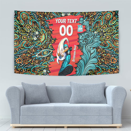 Personalized Brisbane Heat Cricket Tapestry Hippie Psychedelic Pattern Vibrant Mandala Art Style