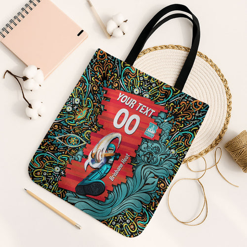Personalized Brisbane Heat Cricket Tote Bag Hippie Psychedelic Pattern Vibrant Mandala Art Style