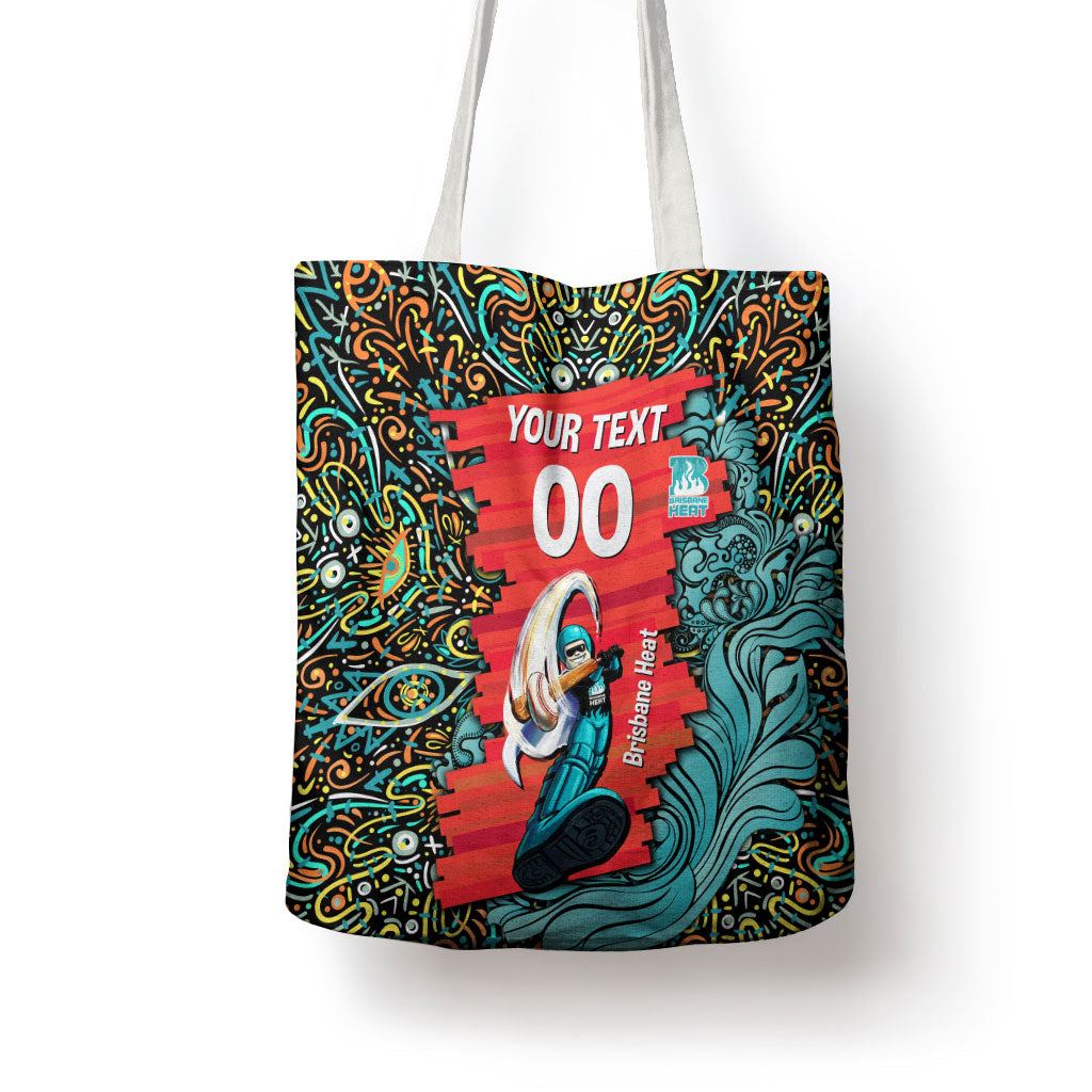 Personalized Brisbane Heat Cricket Tote Bag Hippie Psychedelic Pattern Vibrant Mandala Art Style