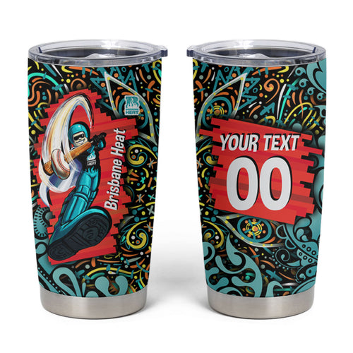 Personalized Brisbane Heat Cricket Tumbler Cup Hippie Psychedelic Pattern Vibrant Mandala Art Style