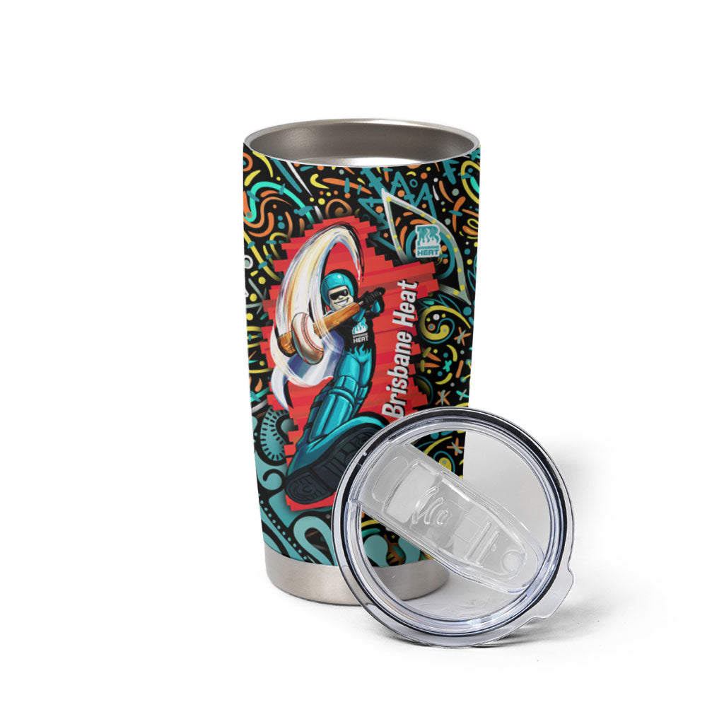 Personalized Brisbane Heat Cricket Tumbler Cup Hippie Psychedelic Pattern Vibrant Mandala Art Style