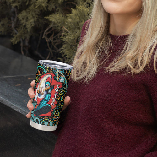 Personalized Brisbane Heat Cricket Tumbler Cup Hippie Psychedelic Pattern Vibrant Mandala Art Style