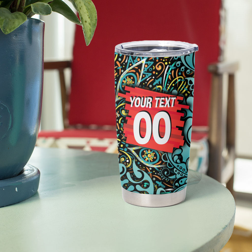 Personalized Brisbane Heat Cricket Tumbler Cup Hippie Psychedelic Pattern Vibrant Mandala Art Style