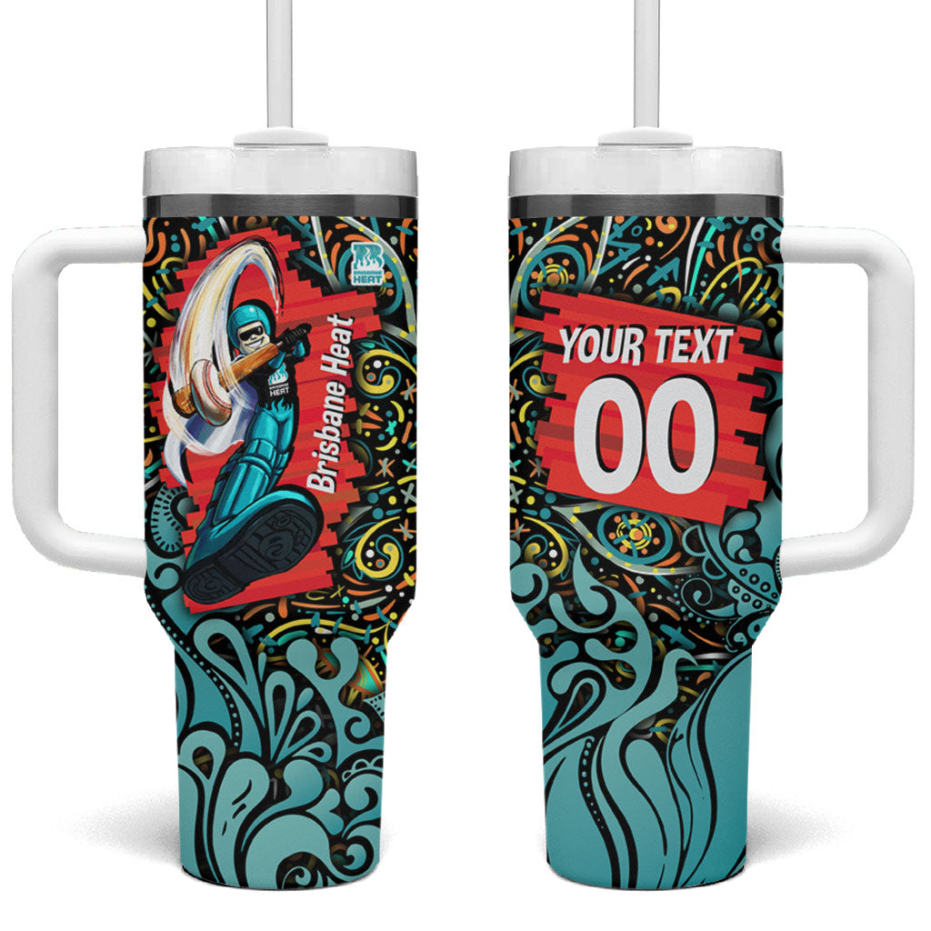 Personalized Brisbane Heat Cricket Tumbler With Handle Hippie Psychedelic Pattern Vibrant Mandala Art Style