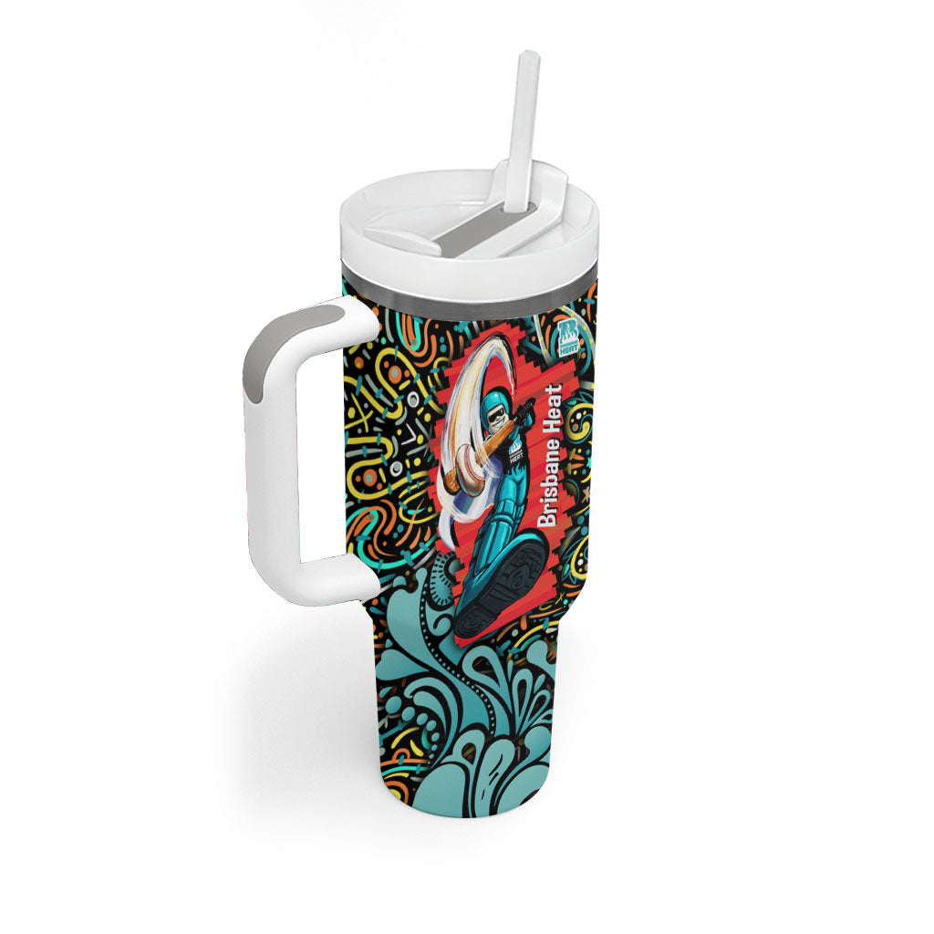 Personalized Brisbane Heat Cricket Tumbler With Handle Hippie Psychedelic Pattern Vibrant Mandala Art Style
