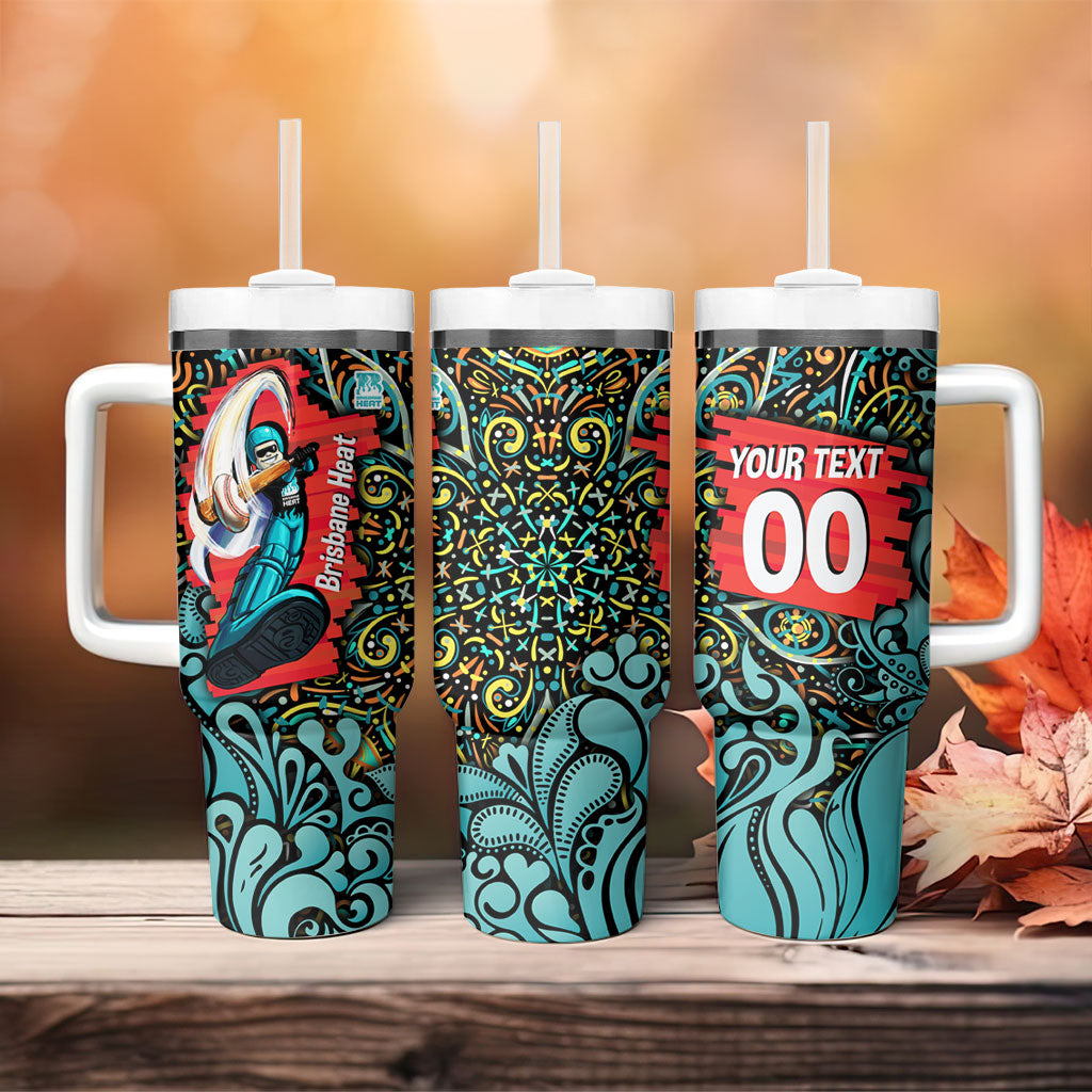 Personalized Brisbane Heat Cricket Tumbler With Handle Hippie Psychedelic Pattern Vibrant Mandala Art Style