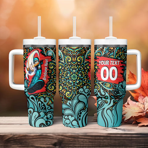 Personalized Brisbane Heat Cricket Tumbler With Handle Hippie Psychedelic Pattern Vibrant Mandala Art Style