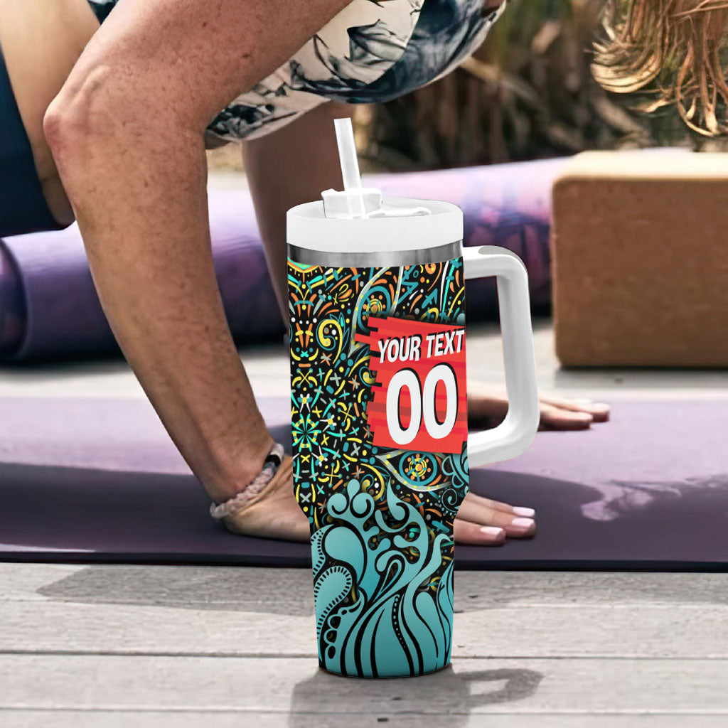 Personalized Brisbane Heat Cricket Tumbler With Handle Hippie Psychedelic Pattern Vibrant Mandala Art Style