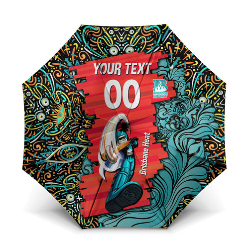 Personalized Brisbane Heat Cricket Umbrella Hippie Psychedelic Pattern Vibrant Mandala Art Style