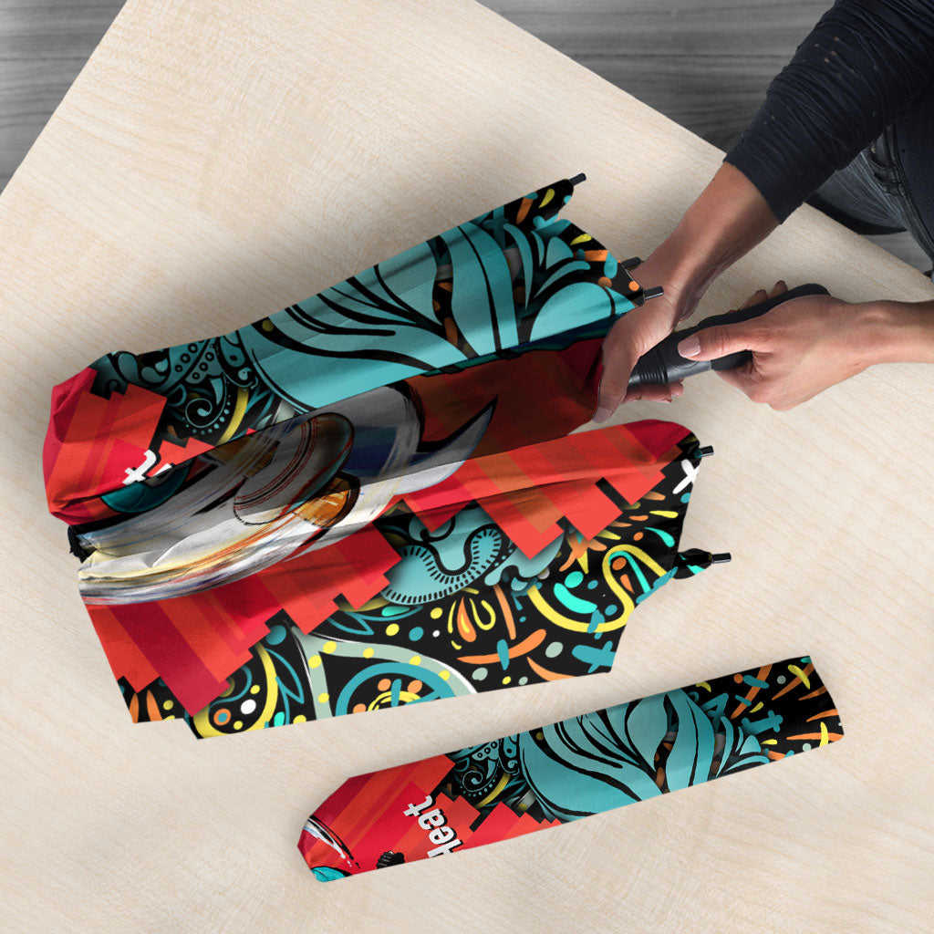Personalized Brisbane Heat Cricket Umbrella Hippie Psychedelic Pattern Vibrant Mandala Art Style