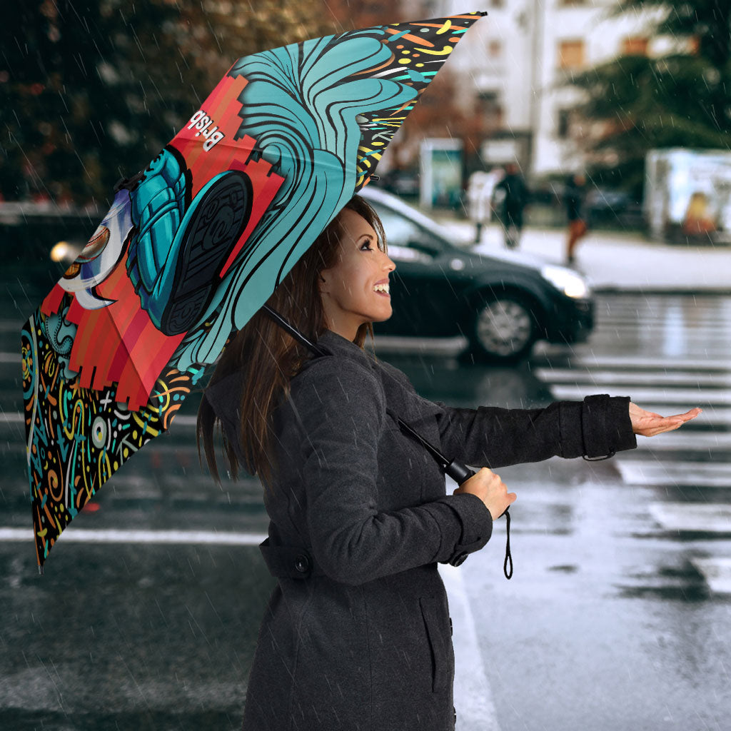Personalized Brisbane Heat Cricket Umbrella Hippie Psychedelic Pattern Vibrant Mandala Art Style