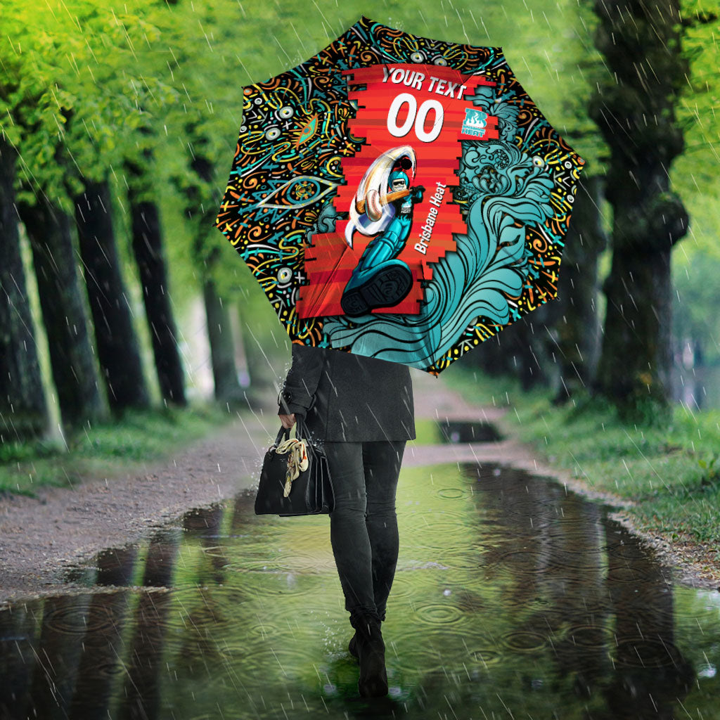Personalized Brisbane Heat Cricket Umbrella Hippie Psychedelic Pattern Vibrant Mandala Art Style
