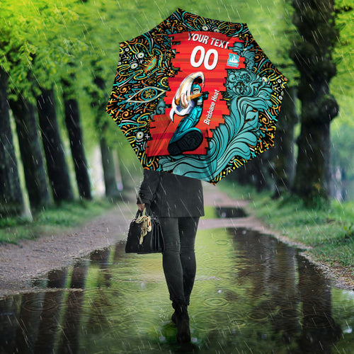 Personalized Brisbane Heat Cricket Umbrella Hippie Psychedelic Pattern Vibrant Mandala Art Style