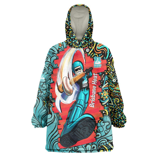 Personalized Brisbane Heat Cricket Wearable Blanket Hoodie Hippie Psychedelic Pattern Vibrant Mandala Art Style