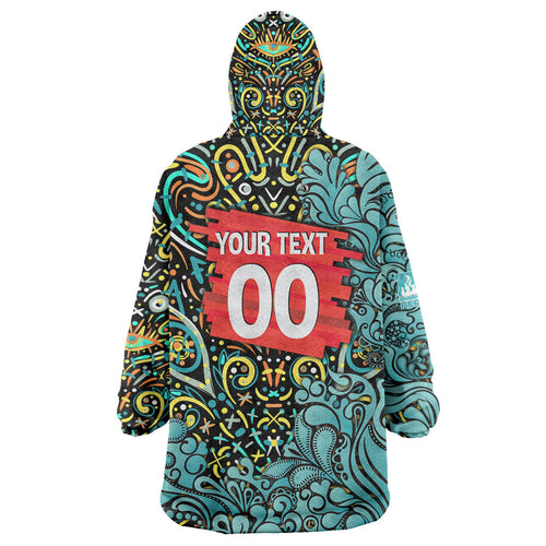 Personalized Brisbane Heat Cricket Wearable Blanket Hoodie Hippie Psychedelic Pattern Vibrant Mandala Art Style