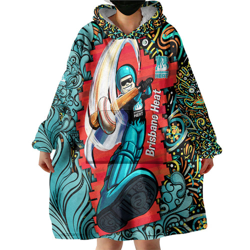 Personalized Brisbane Heat Cricket Wearable Blanket Hoodie Hippie Psychedelic Pattern Vibrant Mandala Art Style
