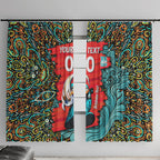 Personalized Brisbane Heat Cricket Window Curtain Hippie Psychedelic Pattern Vibrant Mandala Art Style