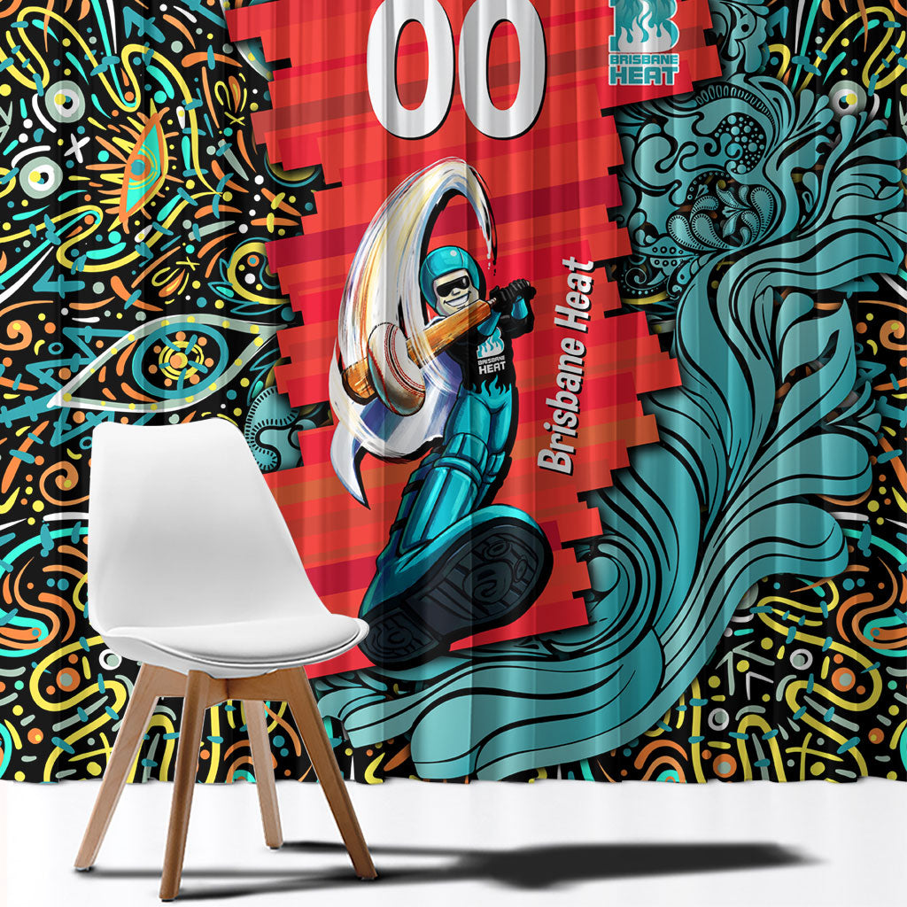 Personalized Brisbane Heat Cricket Window Curtain Hippie Psychedelic Pattern Vibrant Mandala Art Style