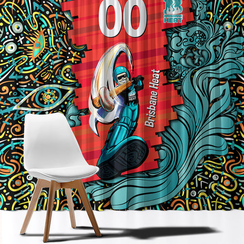 Personalized Brisbane Heat Cricket Window Curtain Hippie Psychedelic Pattern Vibrant Mandala Art Style