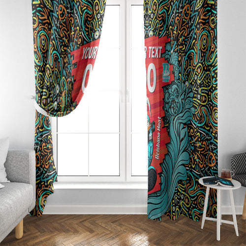 Personalized Brisbane Heat Cricket Window Curtain Hippie Psychedelic Pattern Vibrant Mandala Art Style