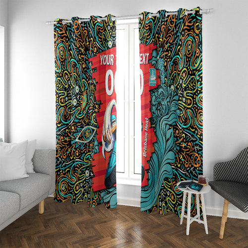 Personalized Brisbane Heat Cricket Window Curtain Hippie Psychedelic Pattern Vibrant Mandala Art Style