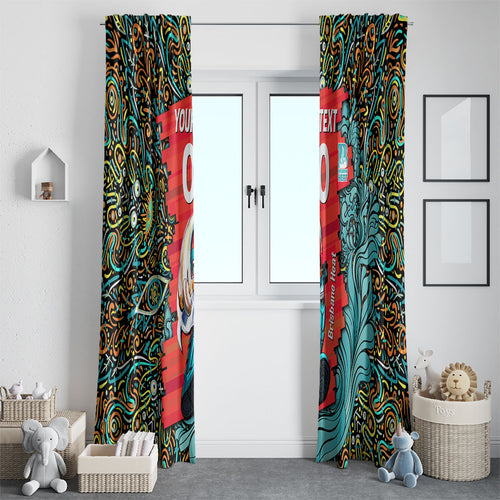 Personalized Brisbane Heat Cricket Window Curtain Hippie Psychedelic Pattern Vibrant Mandala Art Style