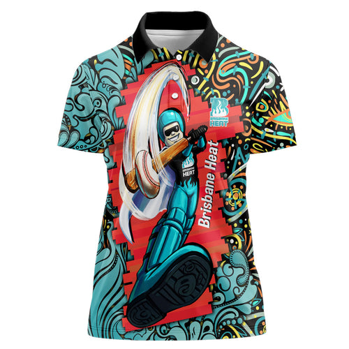 Personalized Brisbane Heat Cricket Women Polo Shirt Hippie Psychedelic Pattern Vibrant Mandala Art Style