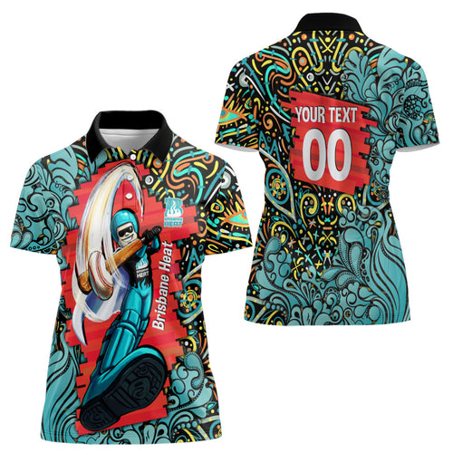Personalized Brisbane Heat Cricket Women Polo Shirt Hippie Psychedelic Pattern Vibrant Mandala Art Style