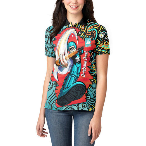 Personalized Brisbane Heat Cricket Women Polo Shirt Hippie Psychedelic Pattern Vibrant Mandala Art Style