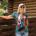 Personalized Brisbane Heat Cricket Women Polo Shirt Hippie Psychedelic Pattern Vibrant Mandala Art Style