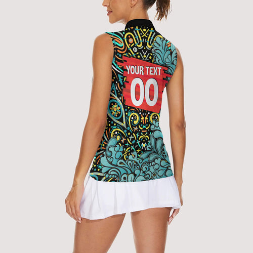 Personalized Brisbane Heat Cricket Women Sleeveless Polo Shirt Hippie Psychedelic Pattern Vibrant Mandala Art Style