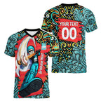 Personalized Brisbane Heat Cricket Women V-Neck T-Shirt Hippie Psychedelic Pattern Vibrant Mandala Art Style