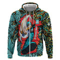 Personalized Brisbane Heat Cricket Zip Hoodie Hippie Psychedelic Pattern Vibrant Mandala Art Style