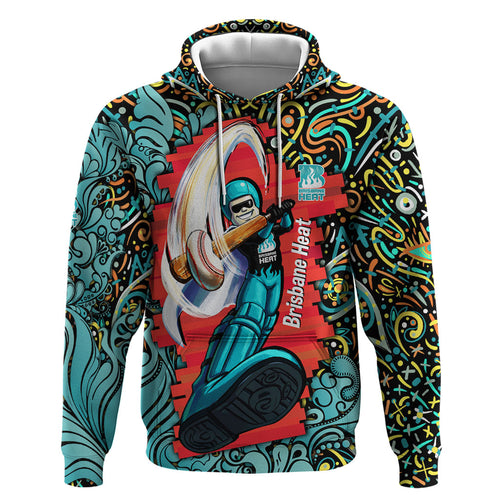 Personalized Brisbane Heat Cricket Zip Hoodie Hippie Psychedelic Pattern Vibrant Mandala Art Style