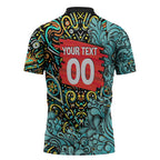 Personalized Brisbane Heat Cricket Zipper Polo Shirt Hippie Psychedelic Pattern Vibrant Mandala Art Style