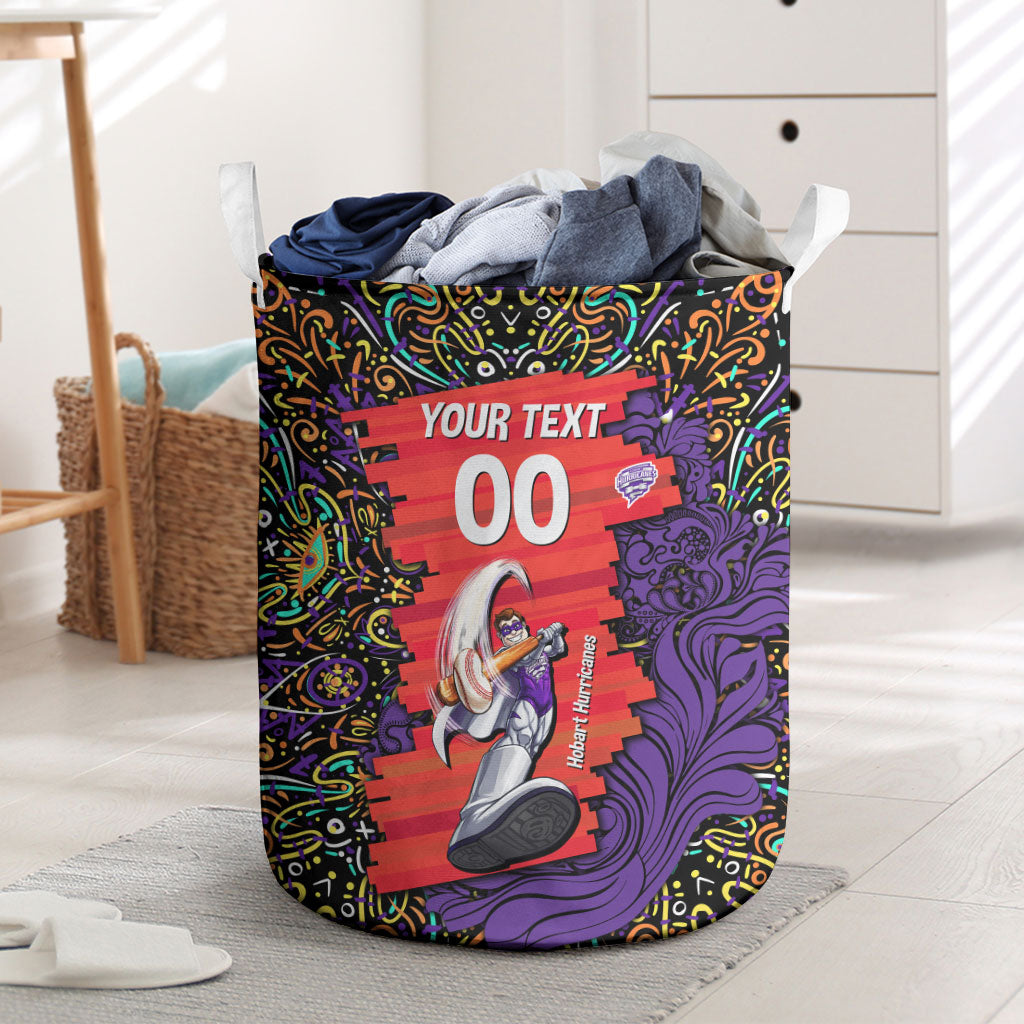 Personalized Hobart Hurricanes Cricket Laundry Basket Hippie Psychedelic Pattern Vibrant Mandala Art Style
