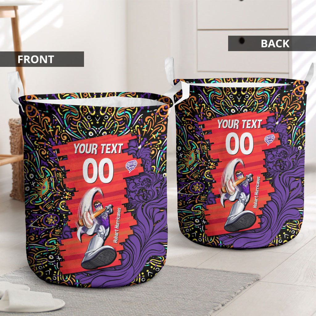 Personalized Hobart Hurricanes Cricket Laundry Basket Hippie Psychedelic Pattern Vibrant Mandala Art Style