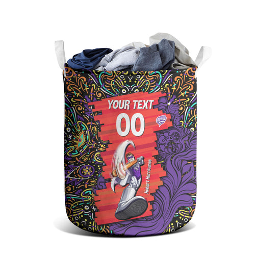 Personalized Hobart Hurricanes Cricket Laundry Basket Hippie Psychedelic Pattern Vibrant Mandala Art Style
