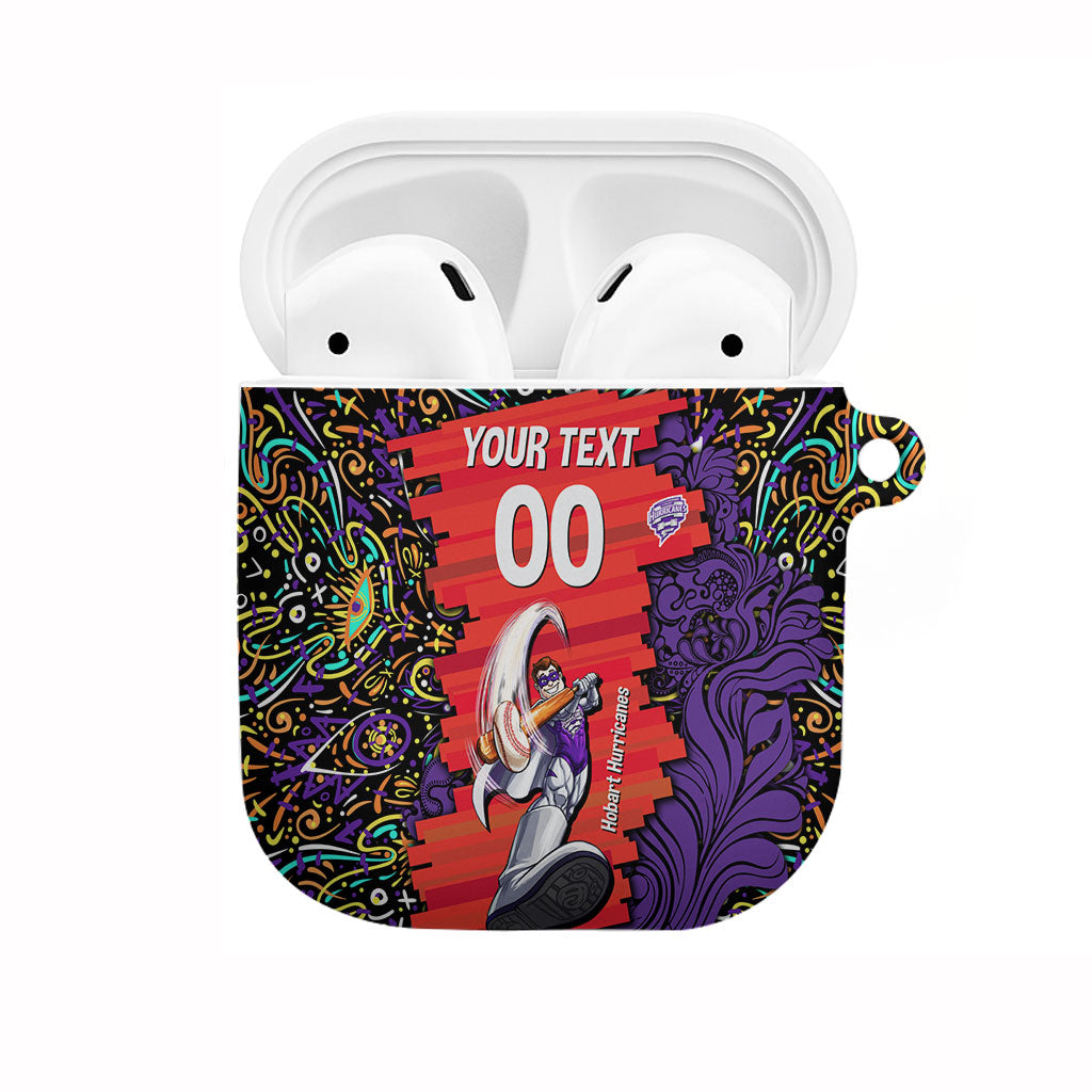 Personalized Hobart Hurricanes Cricket AirPods Case Hippie Psychedelic Pattern Vibrant Mandala Art Style