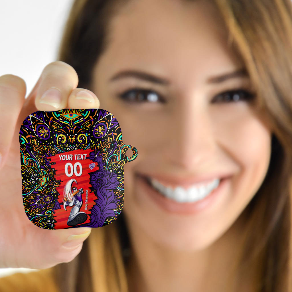 Personalized Hobart Hurricanes Cricket AirPods Case Hippie Psychedelic Pattern Vibrant Mandala Art Style