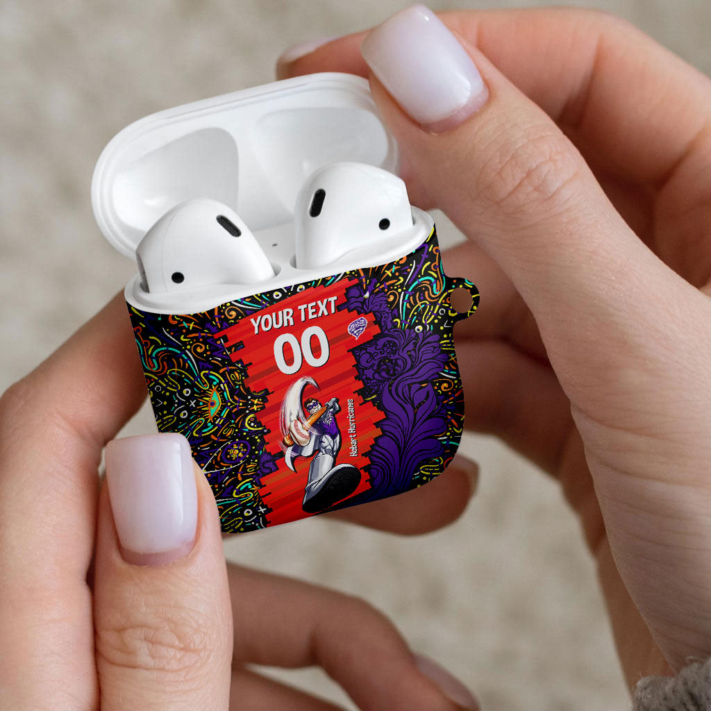 Personalized Hobart Hurricanes Cricket AirPods Case Hippie Psychedelic Pattern Vibrant Mandala Art Style