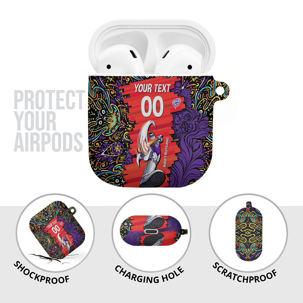 Personalized Hobart Hurricanes Cricket AirPods Case Hippie Psychedelic Pattern Vibrant Mandala Art Style