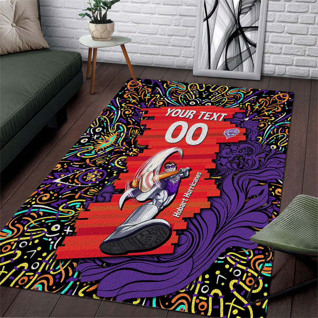 Personalized Hobart Hurricanes Cricket Area Rug Hippie Psychedelic Pattern Vibrant Mandala Art Style