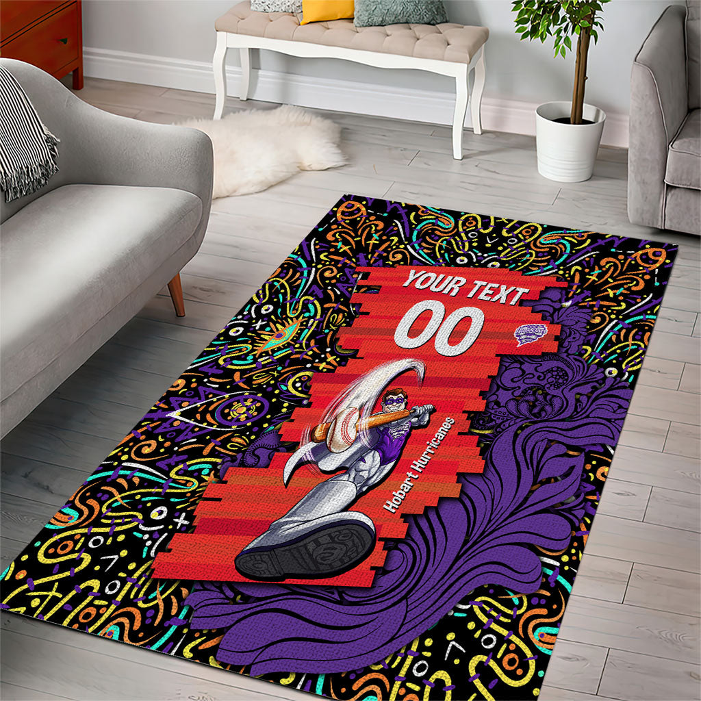 Personalized Hobart Hurricanes Cricket Area Rug Hippie Psychedelic Pattern Vibrant Mandala Art Style