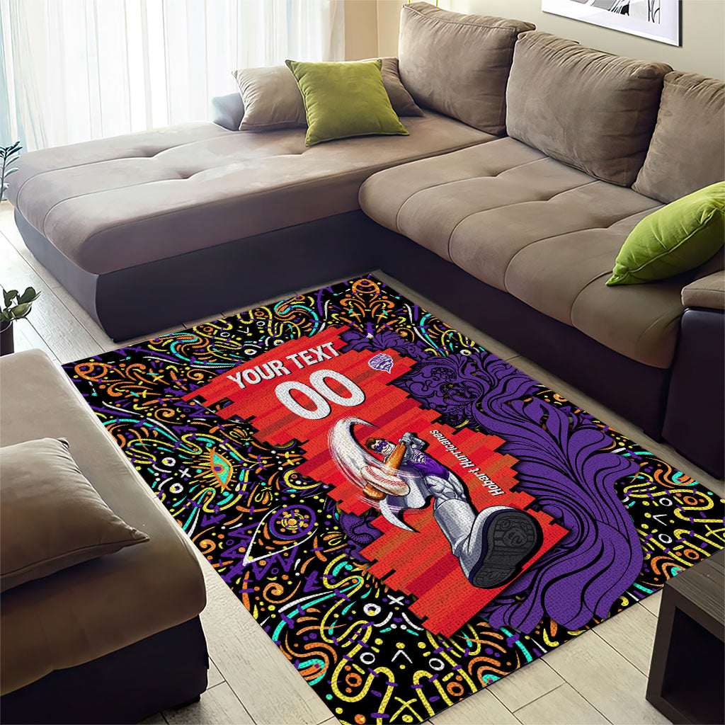 Personalized Hobart Hurricanes Cricket Area Rug Hippie Psychedelic Pattern Vibrant Mandala Art Style