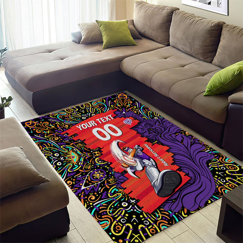 Personalized Hobart Hurricanes Cricket Area Rug Hippie Psychedelic Pattern Vibrant Mandala Art Style