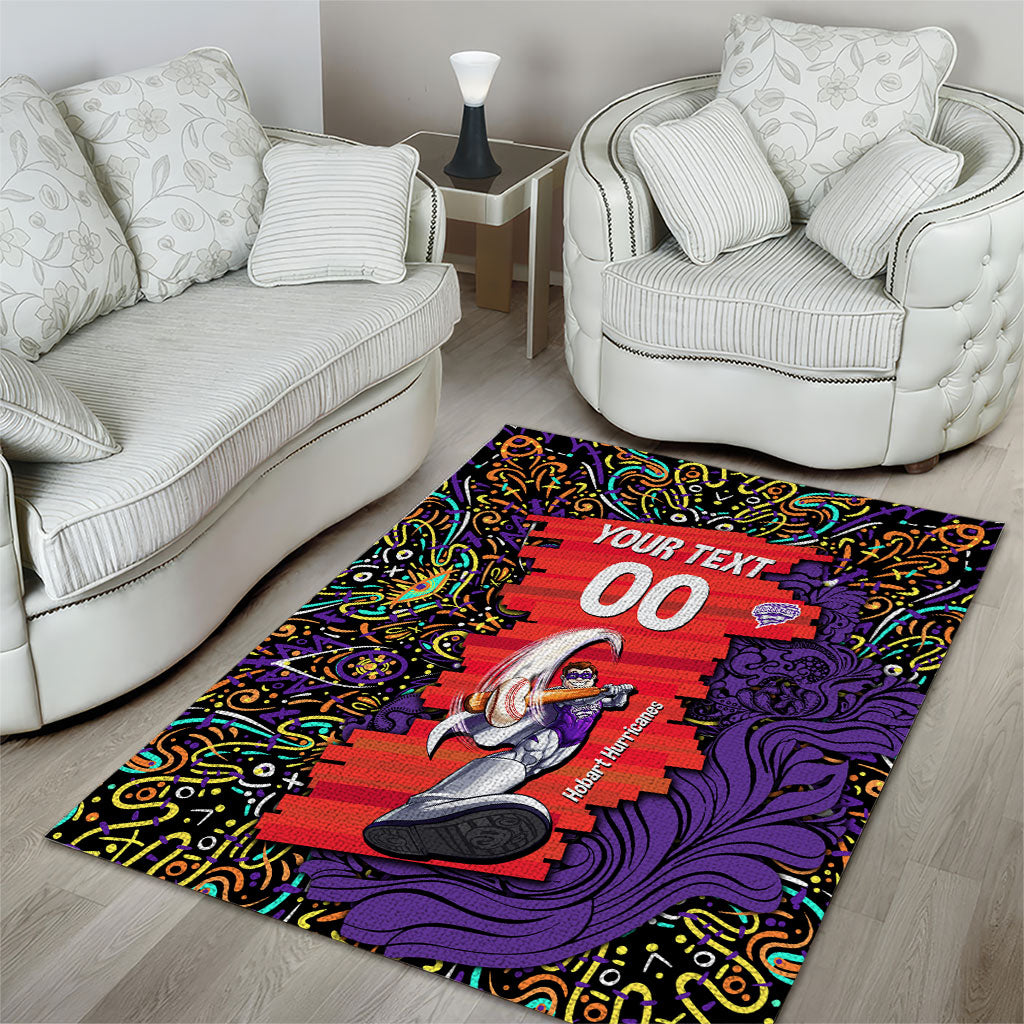 Personalized Hobart Hurricanes Cricket Area Rug Hippie Psychedelic Pattern Vibrant Mandala Art Style