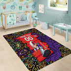 Personalized Hobart Hurricanes Cricket Area Rug Hippie Psychedelic Pattern Vibrant Mandala Art Style